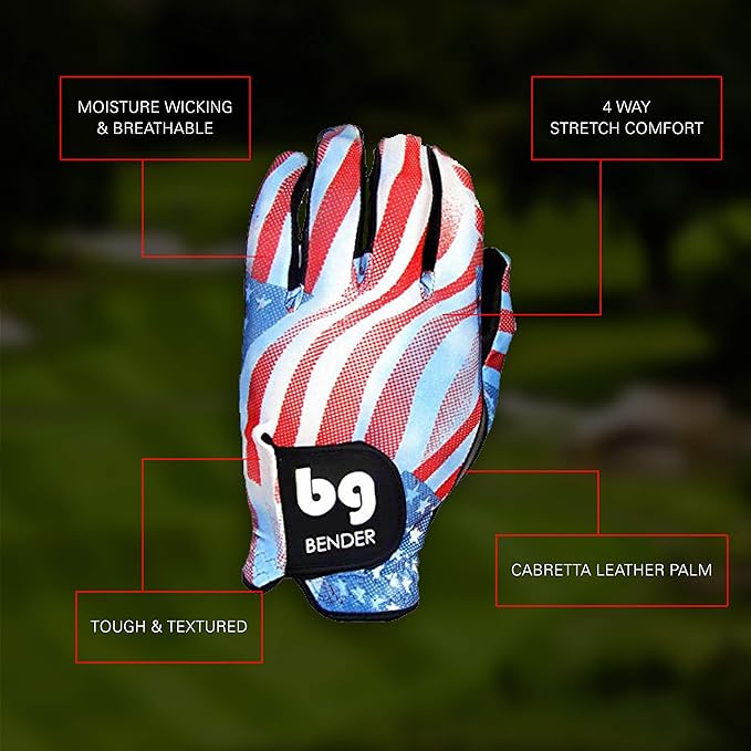 BG Bender - Mens Golf Glove, Durable Spandex Golf Gloves, Unique Golf Gloves